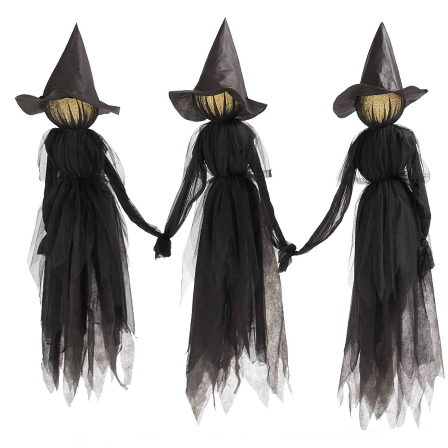 Set of 3 Light-Up Witches – Sound-Activated Halloween Yard Decoration
