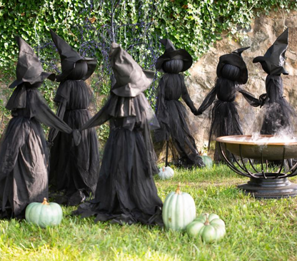 Set of 3 Light-Up Witches – Sound-Activated Halloween Yard Decoration