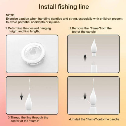Flameless Candles with Magic Wand Remote for Christmas Decor, 6.6" Floating Candles Battery Operated Hanging Window Candles, Flickering Electric LED Candle for Christmas Halloween Decorations