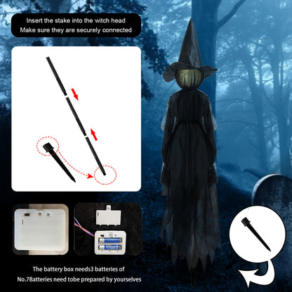 Set of 3 Light-Up Witches – Sound-Activated Halloween Yard Decoration